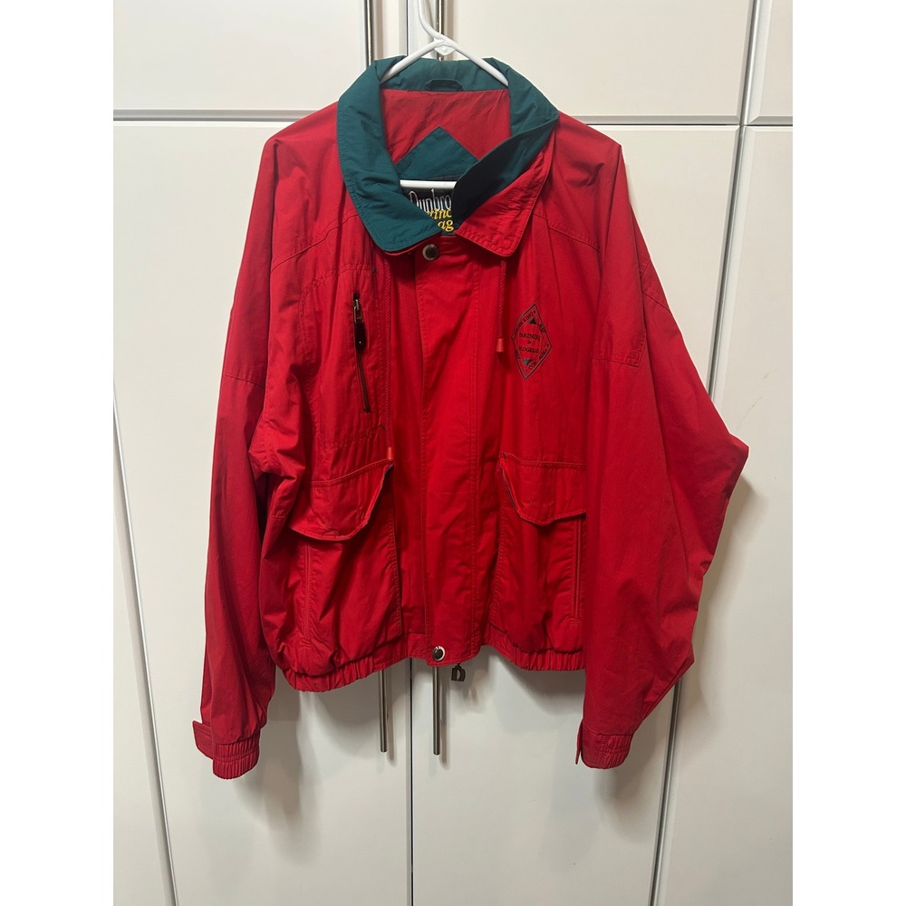 Vintage Dunbrooke Distinctive Images Red Teal Windbreaker Jacket XXL 90s Mens